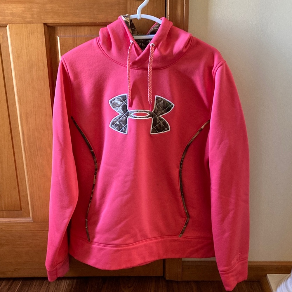 Under Armour Vibrant Pink Hoodie with Camo Logo - Picture 1 of 8